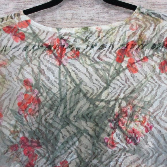 Chico's Semi Sheer Floral Print Lace Blouse Top - Picture 7 of 10